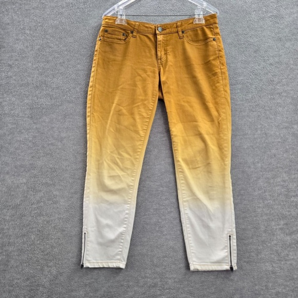prAna Women Pants 8 29 Orange Ombre Dip Dye Jett Capri Low Rise 28 in Inseam